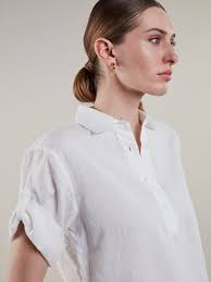 Jenna White Linen Popover Shirt