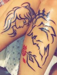 Husband And Wife Tattoo Beauty And The Beast King And Queen Wife Tattoo Couple Tattoos Love Couple Tattoos