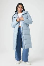 Forever 21 Women's Oversized Longline Puffer Jacket Light Blue | MainPlace  Mall