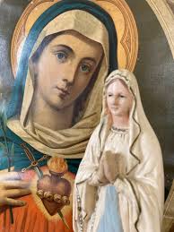 Antique Mary Statue, Madonna Figurine, Virgin Mary Statue, Vintage Our Lady  of Grace Statue, Religious Sculpture, Saint Vierge Signed Pene