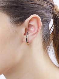 black sapphire long bow pierced earring 10k yellow gold ピアス ジュエリーアクセサリー アクセサリー
