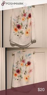 White And Floral Blouse Soft Flowy White Floral Blouse Double Lined Rose Olive Tops Blouses Floral Blouse White Floral Blouse Floral
