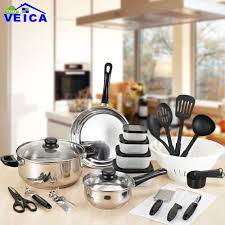 Veica 35 Pieces Stainless Steel Cooking With Double Side Us 47 87 81 89 Kitchen K Cookware Set Stainless Steel Cooking Utensils Set Pots And Pans Sets