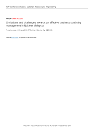 Pdf Limitations And Challenges Towards An Effective Business Continuity Management In Nuklear Malaysia