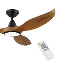 Ceiling fan with lighting led light adjustable wind speed remote control uk. Noosa Timber Ceiling Fan With Led Light In Two Sizes