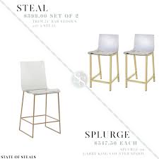 This metal bar stool fuses acrylic with a matte gold base to create a modern feminine seating piece. Acrylic Counter Stools State Of Steals