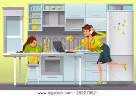 The combination of your mother and a kitchen represents your sense of intuition that's preparing you for a situation that is about to happen. Working Mother Vector Photo Free Trial Bigstock