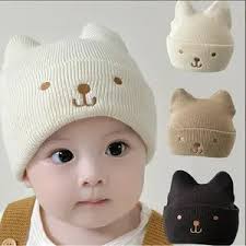 Couleur bonbon coeur oreilles bébé tricoté Chapeau hiver chaud nouveau-né  Bonnet mignon dessin animé infantile Crochet chapeaux Bonnet Gorras