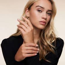 Gold Beaded Stacker Ring of 14 Karat Gold for Women