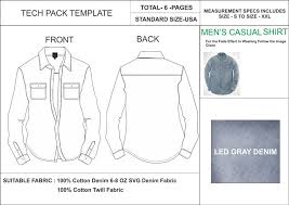 Tech Pack Template Regular Fit Mens Casual Shirt Usa Standard Size Tech Pack Casual Shirts For Men Casual Shirts