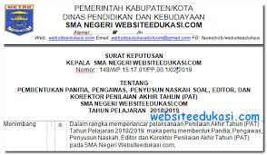 Contoh surat tugas pembuatan soal kepada guru. Contoh Sk Tim Penyusun Kisi Kisi Soal Usbn Sd Jawabanku Id