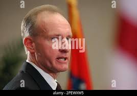 Arkansas State Police Director Mike Hagar addresses lawmakers during a  meeting of the Senate Committee