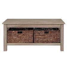 Attractive from every angle, the storage coffee table is finished on all sides for versatile placement in your home. Walker Edison Coffee Table With Wicker Storage Baskets Driftwood Bb40mstag Best Buy