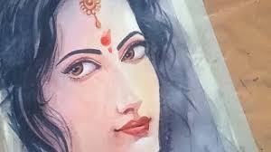 How To Draw Water Colour Women Face/Women Face Painting/ Water Colour Face  painting