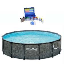 Summer Waves 14 Foot Above Ground Pool Set W Taylor Pool Water Test Kit Summer Waves In Ground Pools Pool Water