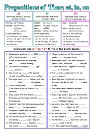 Prepositions Of Time English Prepositions English Grammar Rules English Grammar Worksheets