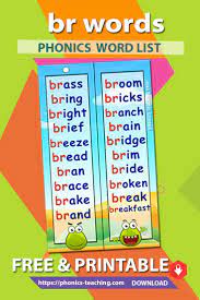 Br Words Consonant Blend Word List For The Br Sound With Pictures Free Printable Ideal Phonics Practice For Older Phonics Words Phonics Phonics Lessons