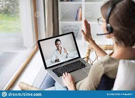 Woman Having Online Meeting or Web Conference Chat. Work or Studying from  Home Concept Stock Photo - Image of freelance, doctor: 216613752