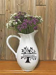 Personalized Wedding Gift White Pitcher Farmhouse Pitcher Kitchen Decor Custom Vinyl Decor Ch Vinyl Gifts Personalized Kitchen Gifts Cheap Christmas Gifts