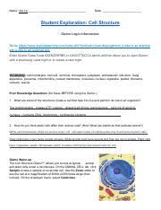 Cell structure cell structure gizmo : Copy Of Cell Structure Gizmo Se Doc Pdf Name U200bjoe Le U200b Date Student Exploration Cell Structure Gizmo Login Information Go To Course Hero