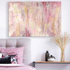 Blush Gold Landscape Pink Abstract Art Big Wall Art Abstract Canvas Painting