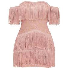Dusty Pink Bardot Tassel Lace Bodycon Dress 195 Brl Liked On Polyvore Featuring Dresses Lace Dres Lace Pink Dress Cocktail Dress Lace Pink Bodycon Dresses