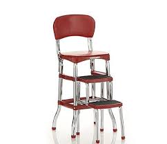 step stool heavy duty and chair combination red color steel material innovative design comfy seat and back pads steel material innovation design step stool