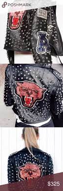 Nwt Zara Leather Studded Patch Tiger Moto Jacket Zara Leather Clothes Design Outfits