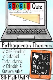 8th Math Unit 9 Google Quiz Pythagorean Theorem Distance Between Two Points Pythagorean Theorem Theorems Math