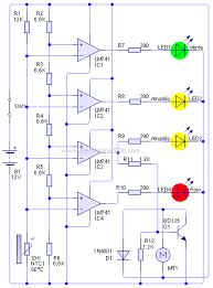 Control De Temperatura Con Indicador Visual De Leds Para Motores De 12 Voltios Circuito Electronico Circuitos Electronicos Sencillos Proyectos Electricos