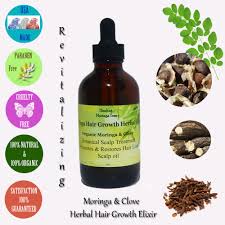 To promote hair growth in mice with genetic hair loss related to abnormal keratinization.20. Moringa Hair Growth Herbal Elixir Oil