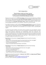Cover letters for academic positions the purpose of a cover letter is to introduce yourself and to demonstrate the fit between your background and the advertised position. Https Www Filmuniversitaet De Fileadmin User Upload Pdfs Stellenausschreibung Rechtsgrundlagen Engl Version Aus2019 04 Text Englisch Gastprof Lehrauftrag U Berarb 31 01 Ak Pdf