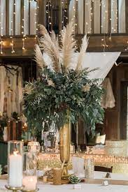 Rustic Glam Centerpiece Protea Pampas Grass Greenery Reception Statement Piec Rustic Wedding Centerpieces Candle Wedding Centerpieces Wedding Centerpieces