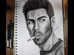 كيفية رسم بورتريه لرجل مع لحية خفيفة بالرصاص how to draw portrait youtube pencil drawings pencil portrait drawings