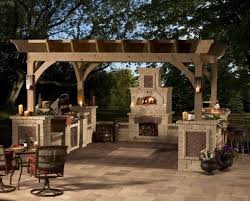 Pergola Covered Outdoor Kitchen With Fireplace Outdoor Fireplace Designs Outdoor Kitchen Design Outdoor Pizza