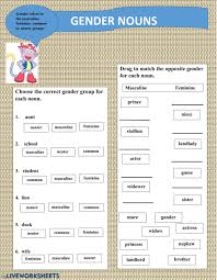 gender nouns worksheet