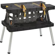 Keter Folding Work Table With Two Adjustable Clamps 1 000 Lb Capacity Model 17182239 In 2020 Keter Folding Work Table Easy Garage Storage Work Table