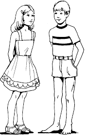 Illustration about coloring page outline of cartoon boy and girl singing a song with a guitar with melody and music. Coloring Pages Boy And Girl Coloring Home