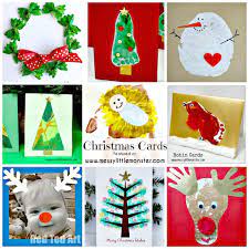 Even the littlest helpers will be able to create these stunning cards with just a little help from you! Christmas Card Ideas Messy Little Monster