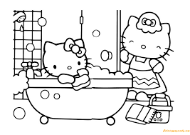 Her full name is kitty white; Mom And Hello Kitty In The Bathroom Coloring Page Free Coloring Pages Online Coloring Home