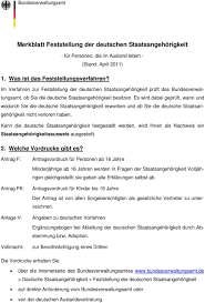 Wir geben antworten auf die drängendsten fragen. Merkblatt Feststellung Der Deutschen Staatsangehorigkeit Pdf Free Download