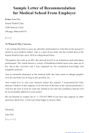 Sample Letter Of Recommendation For Medical School From Employer Download Printable Pdf Templateroller