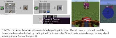 Place the fireworks in your inventory. Felix You Can Shoot Fireworks With A Crossbow By Putting It In Your Offhand Pewdiepiesubmissions