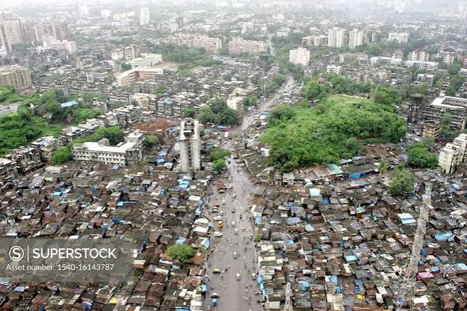 An aerial view of Sion koliwada and Wadala in central parts of Bombay Mumbai ; Maharashtra ; India - SuperStock