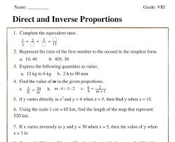 Our proportions worksheets review whole number and decimal proportions as well. Direct And Inverse Proportions Class 8 Worksheets Witknowlearn