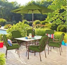 7 Piece Patio Dining Set Green Features A Durable Steel Frame And A Tempered Safety Glass Top This Seven Pi Outdoor Patio Decor Patio Garden Furniture Chairs