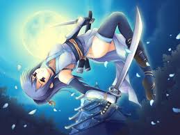 Female Ninja Jump Back Flip Anime Krieger Anime Anime Kunst Madchen