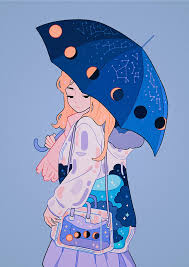 Meyoco Moon Umbrella Print Cartoon Art Styles Girls Cartoon Art Cute Kawaii Drawings
