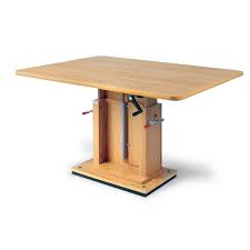 Hydraulic Lift Table Work Table Oak Laminate Lift Table