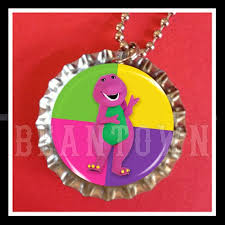 Barney Bj And Baby Bop Leave Barney The Dinosaur Bottle Cap With Choice Of Necklace Zipper Pull Or Key Chain Ring Birthday Party Favors Gi Barney Birthday Barney Party Barney The Dinosaurs